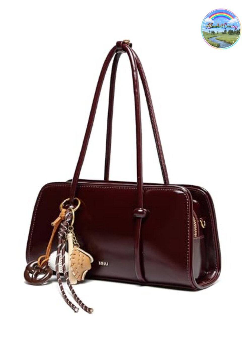 Small PU Satchel Top Handle Shoulder Crossbody Bag Multi Pocket